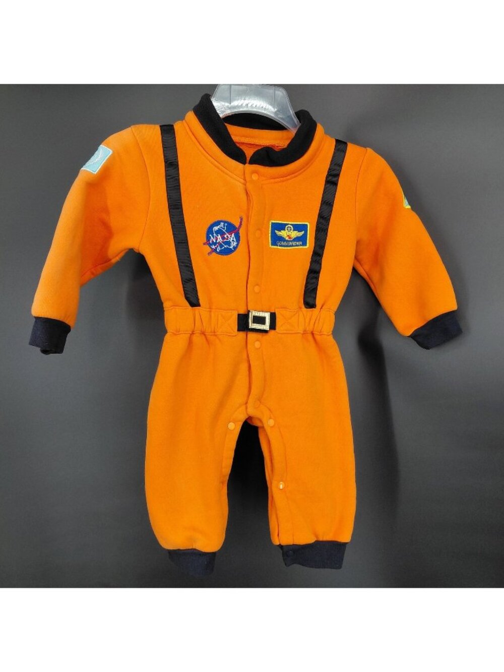 NASA Astronaut Coverall Boys 18-24 Months Orange Fleece Space Romper Costume